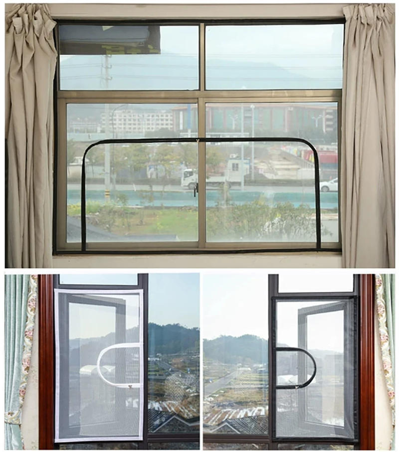 Description Picture 4 of itemCustomizable household mosquito screen, window mesh, self installed simple sliding curtain, window screen,White New Style