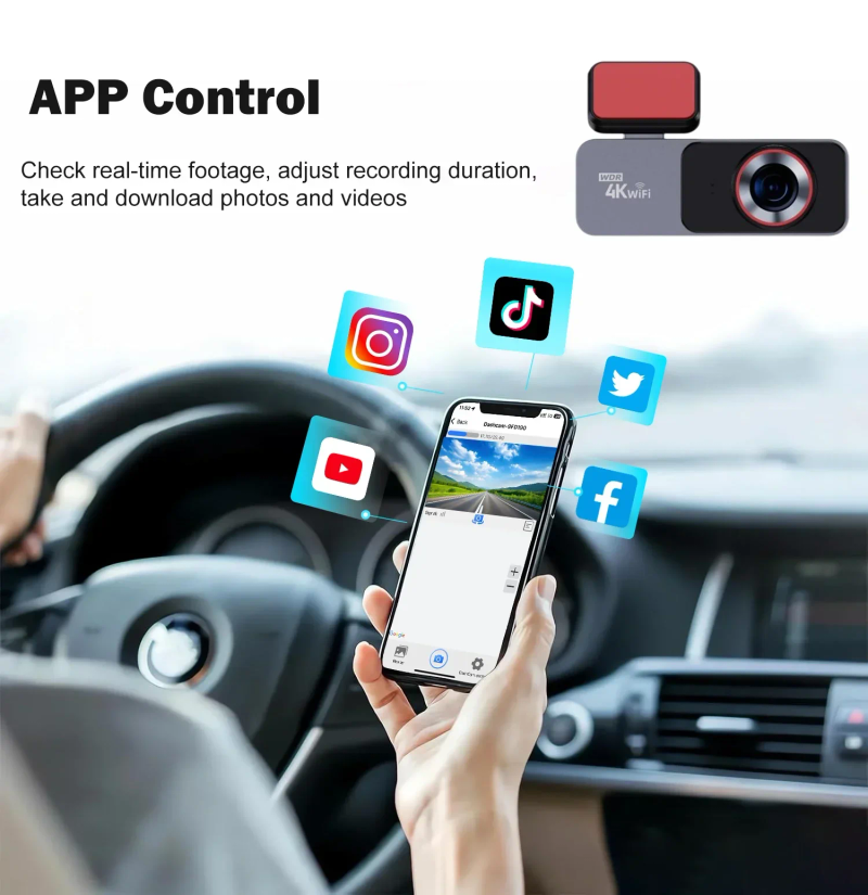 Description Picture 5 of itemAprilboy 4K Dash Cam Car DVR Support WIFI GPS 4K Front And 1080P Rear Rear Camera Dual Len Night Vision Video Recorder Black Box