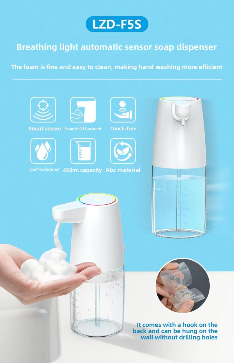 Description Picture 6 of item450ML Automatic Soap Dispenser USB breathing light infrared induction soap liquid cleaning foam machine Hand washer