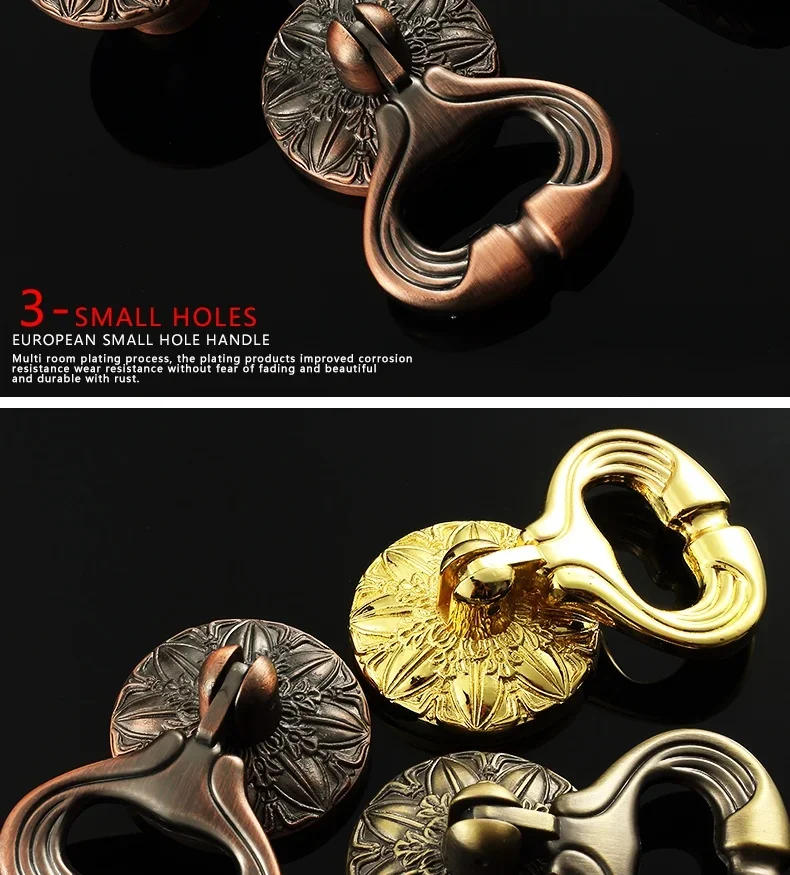 Description Picture 6 of itemEuropean Style Retro Kitchen Cabinet Drawer Handle Solid Wood Wardrobe Door Handle Single Hole Gold Light Luxury Hardware