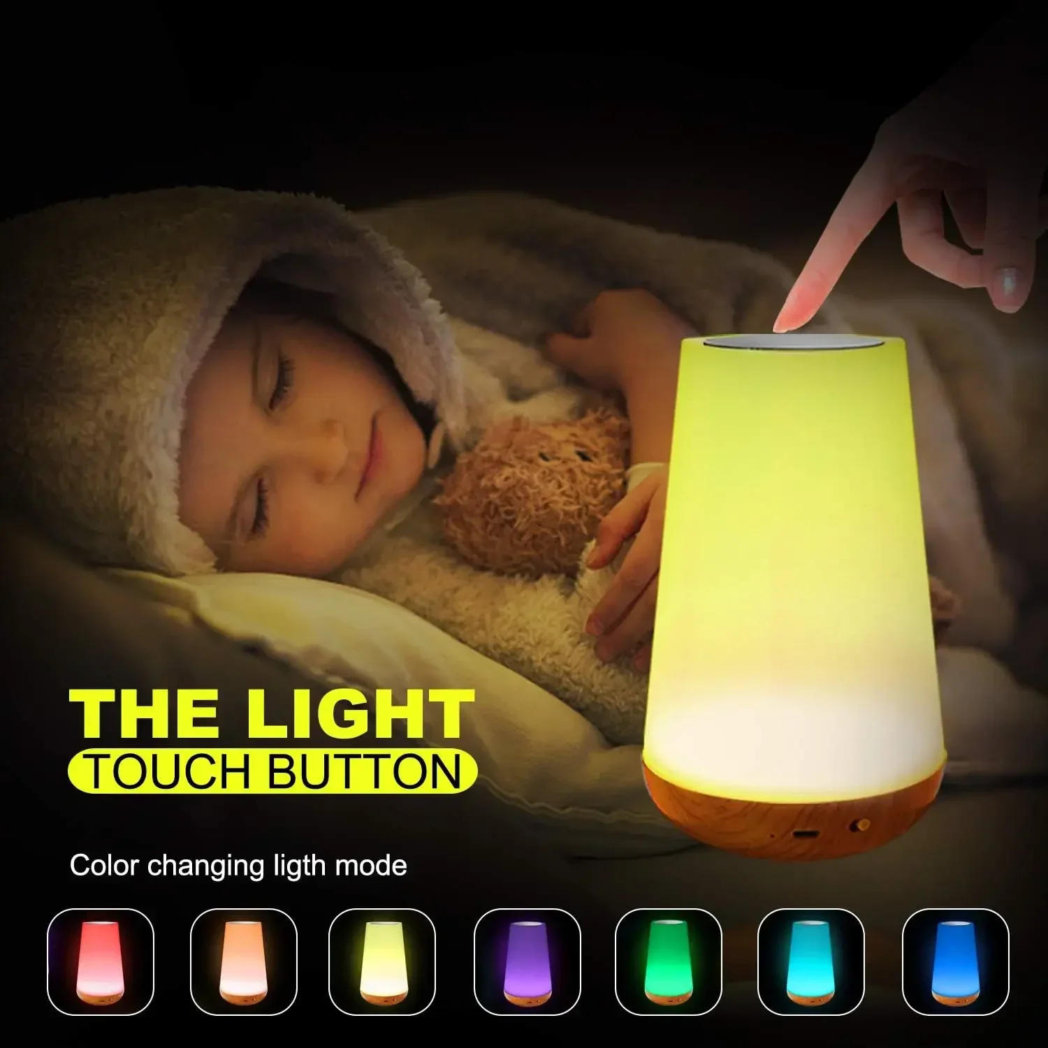 Description Picture 2 of itemTable Lamp Bedside Lamp For Bedroom 13 Color Changing Touch Night Light RGB Remote Dimmable USB Rechargeable Portable Room Light