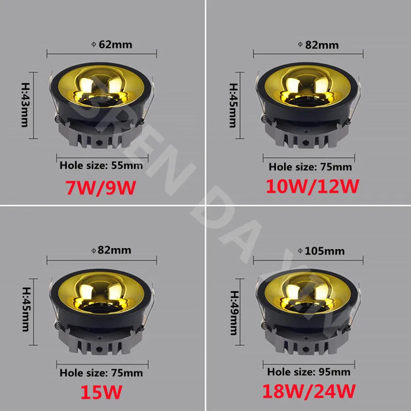 Description Picture 5 of itemDimmable recessed anti-glare LED Downlight COB spotlight AC85V-265V Family living room and bedroom lighting bulb