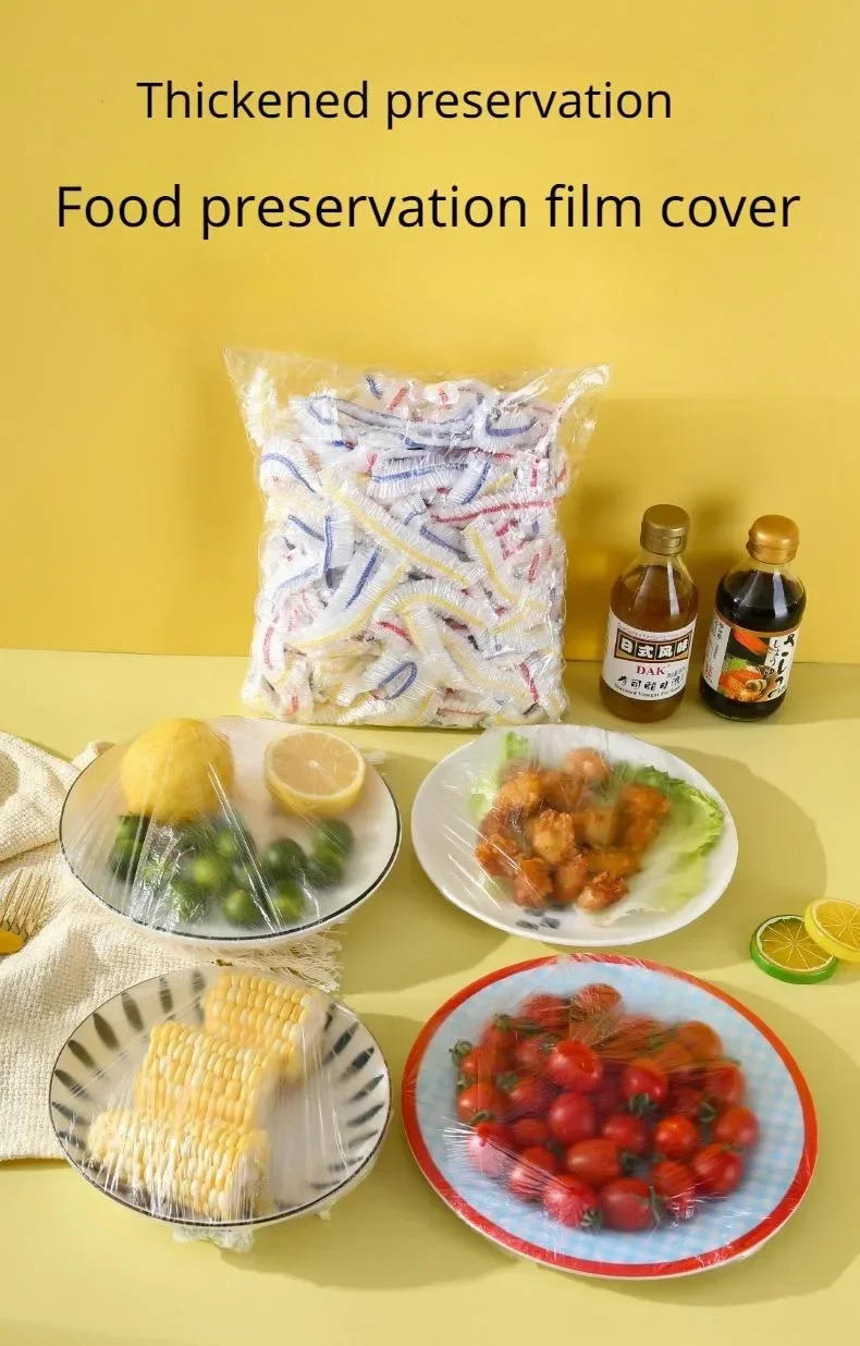 Description Picture 2 of itemDisposable Food Covers Elastic Plastic Wrap Food Grade Fresh-keeping Lids Storage Bag Shoe Covers Shower Headgear Bowl Caps