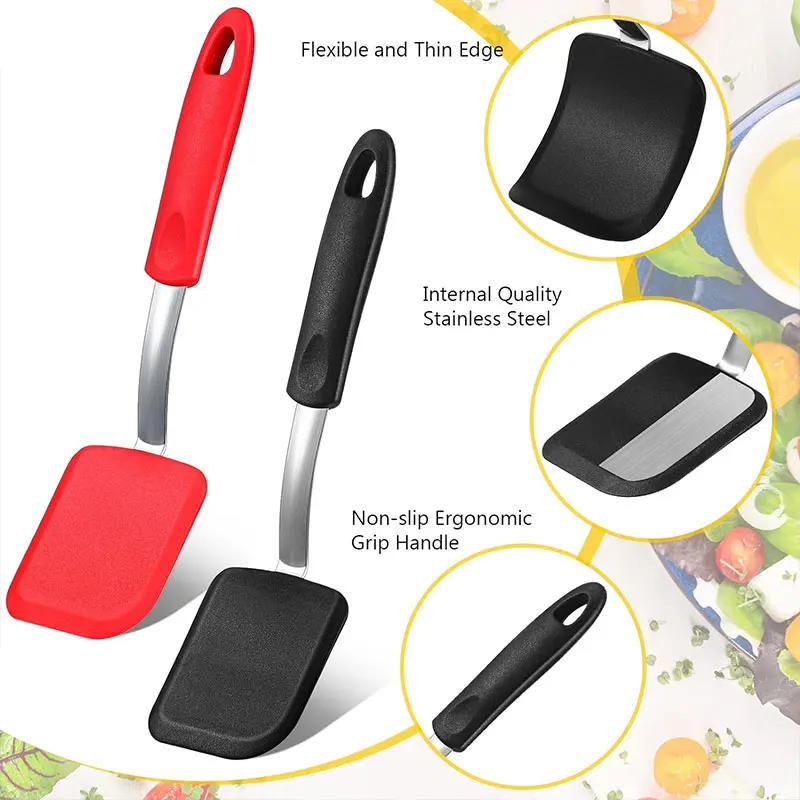 Description Picture 3 of itemSilicone Cookie Spatula Turner Nonstick Mini Brownie Spatula Flexible Kitchen Spatulas Heat Resistant Flipper Egg Utensils