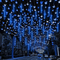 32/24/16/8 Tubes Meteor Shower String Lights Street Garlands Christmas Tree Decorations for Outdoor New Year Fairy Garden Lights
