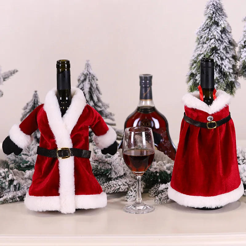 Description Picture 5 of itemCreative Christmas Wine Bottle Cover Velvet Dress Clothes Set Wine Bottle Ornaments Bag Xmas Party Dinner Table Decoration Gifts