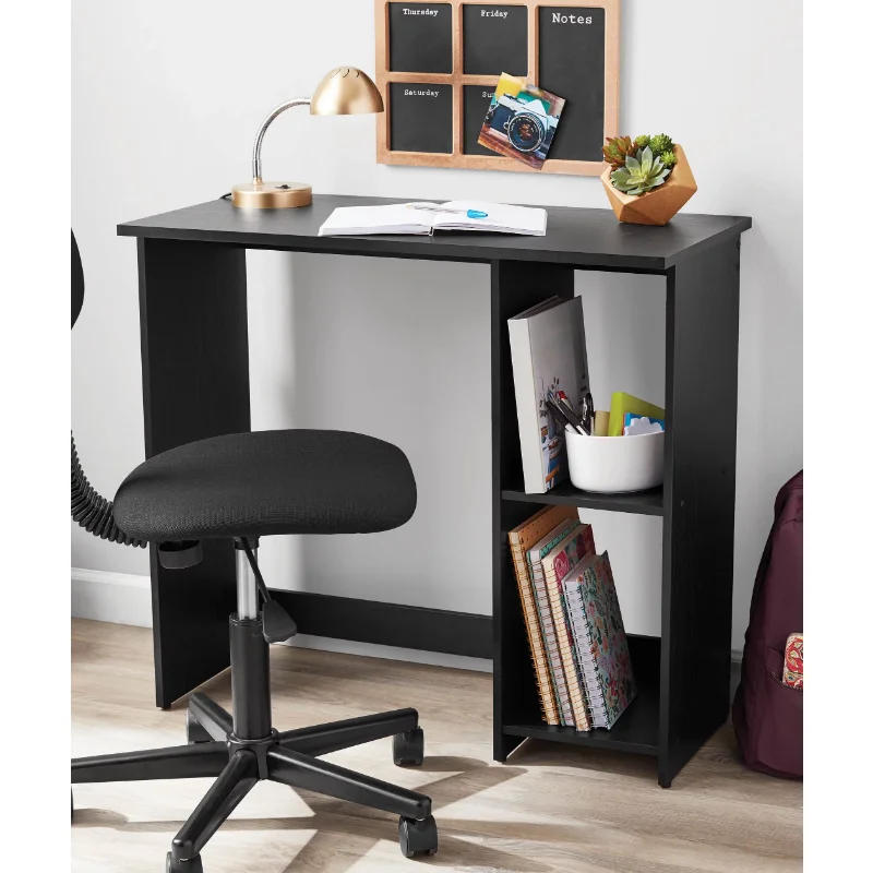 Description Picture 5 of itemMainstays Computer Desk Small Space Writing Desk with 2 Shelves True Black Oak Finish Laptop Table Furniture