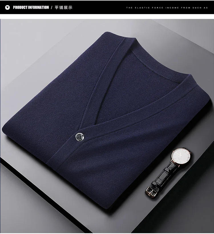 Description Picture 5 of itemNew Style Fashion Super Large Men's Cardigan, Vest, Cardigan Autumn Knitted  Casual  V-Neck Plus Size 3XL 4XL 5XL 6XL 7XL