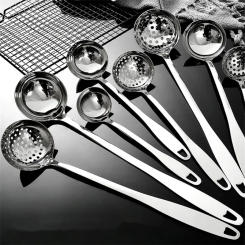Stainless Steel Colander Soup Spoon Shell Filter Dessert Long Handle Strainer Skimmer Porridge Spoons Cooking Tools Dinnerware
