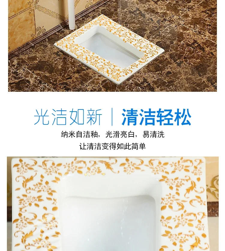 Description Picture 5 of item*Golden Household Toilet Whole Set Anti-Blocking Toilet Mute Color Gold Water-Saving Box Set Potty Chair Squatting Toilet Urinal