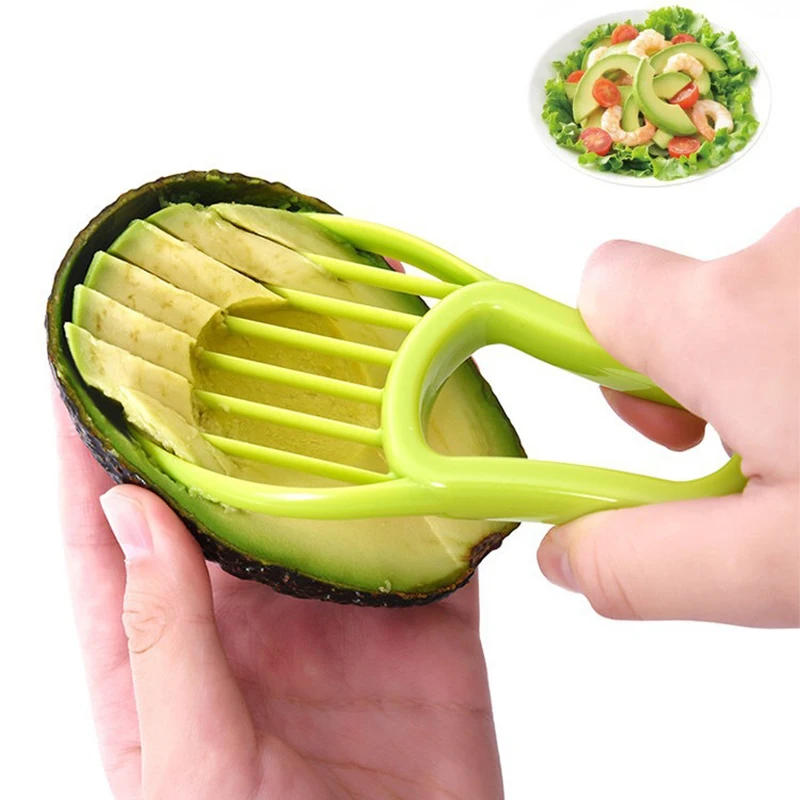 Description Picture 4 of item3 In 1 Avocado Slicer Shea Corer Butter Fruit Peeler Cutter Pulp Separator Plastic Knife Kitchen Vegetable Tools Kitchen Gadgets