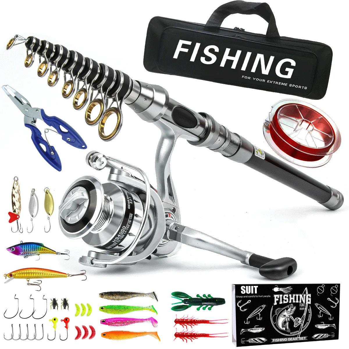 Description Picture 2 of itemFishing gear rod and wheel set Far throw Luya sea fishing rod and reel combination telescopic spinning rod