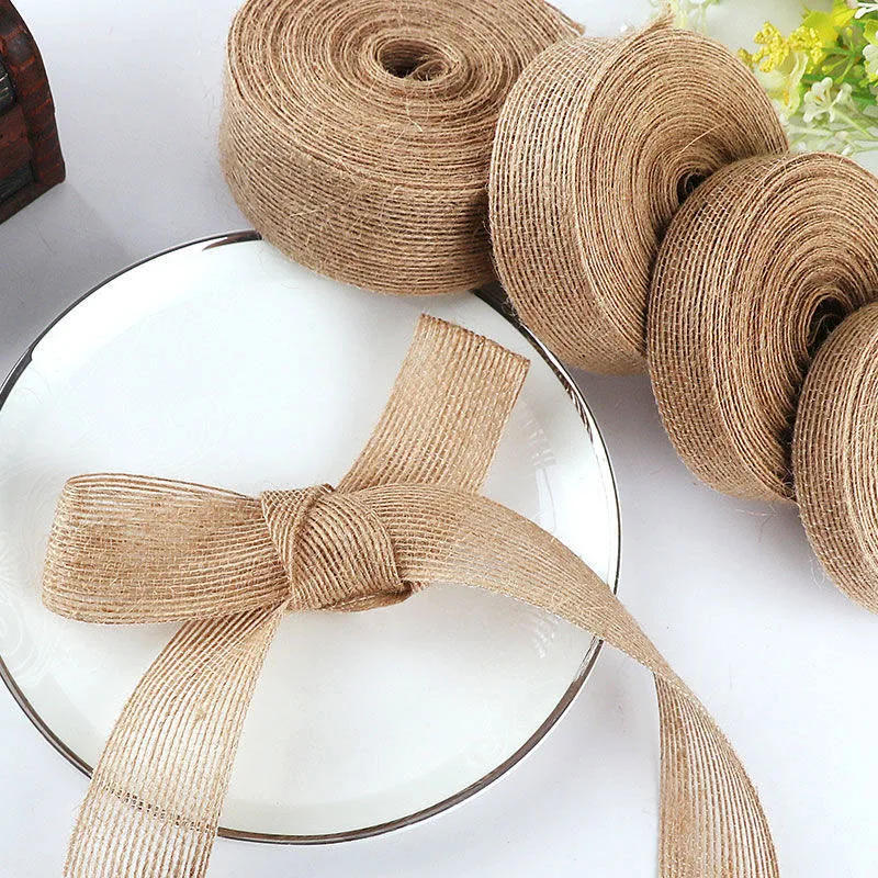 Description Picture 4 of item5M 6mm-50mm Natural Jute Ribbon Bow Crafts DIY Vintage Jute Burlap Fabric Gift Wrap Sewing Party Wedding  Christmas Decortion