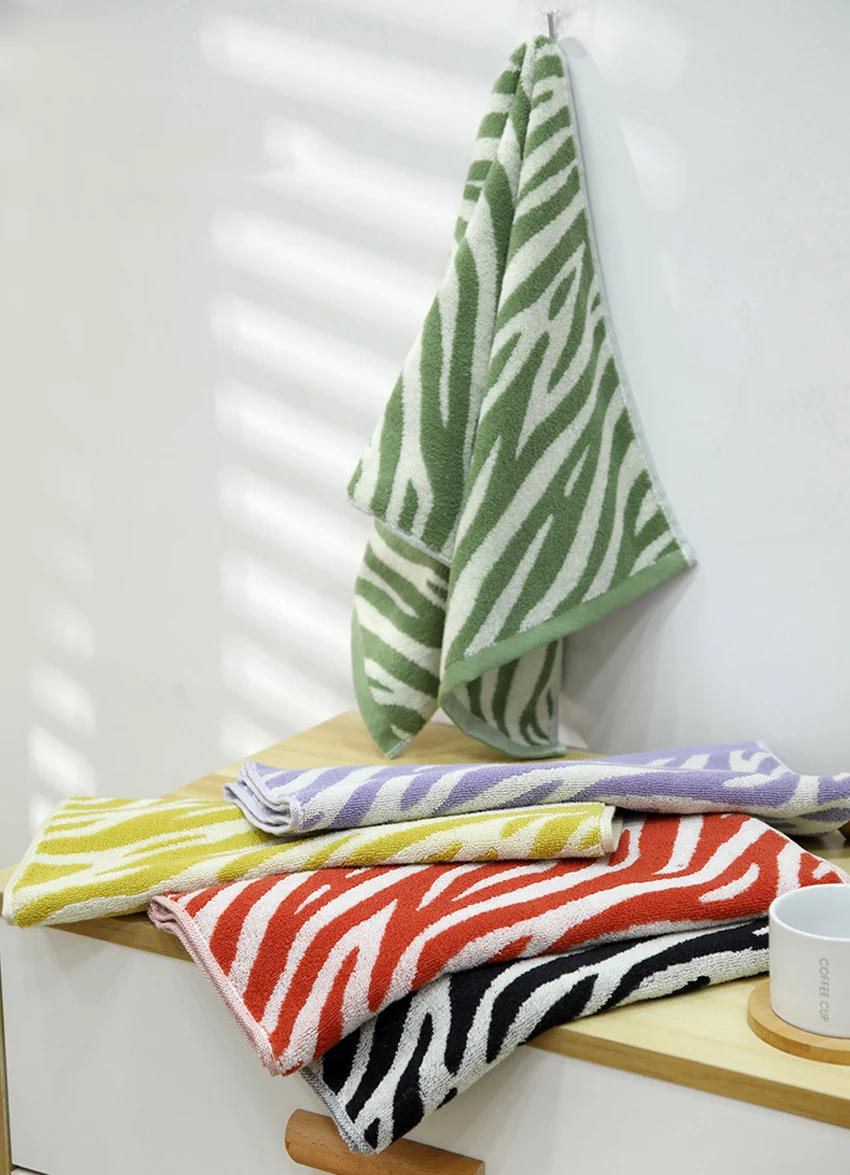 Description Picture 4 of itemStriped Tiger Pattern Hand Towel Cotton Soft Skin-friendly Face Towel Quick-drying Absorbent Towel For Home Bathroom 29*13in