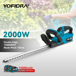 YOFIDRA 2000W Electric Hedge Trimmer Lawn Mower Cordless Household Garden  Shrub Weeding Pruning Tools For Makita 18V Battery