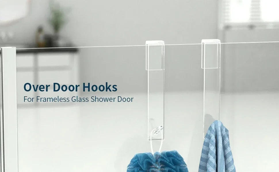 Description Picture 2 of itemAcrylic Bathroom Shower Door Hook Over Glass Door Shower Towel Rack Punch-Free Bathroom Bathrobe Hanger Transparent Towel Hooks