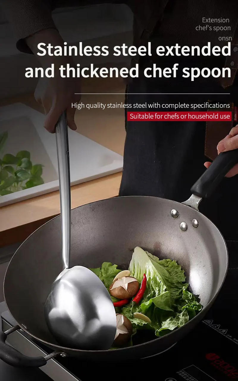 Description Picture 2 of itemThickened Stainless Steel Spatula Household Frying Spatula Spoon Restaurant Chef Large Frying Spoon Iron Frying Spatula