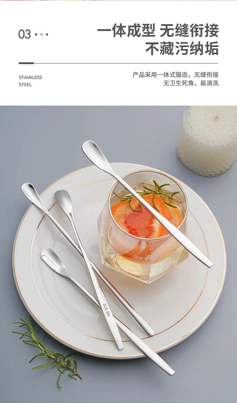 Description Picture 5 of itemJapanese Style Long Handle Mixing Spoon 304 Stainless Steel Coffee Scoop Honey Ice Cream Scoop Bar Bartender Seasoning Ladle