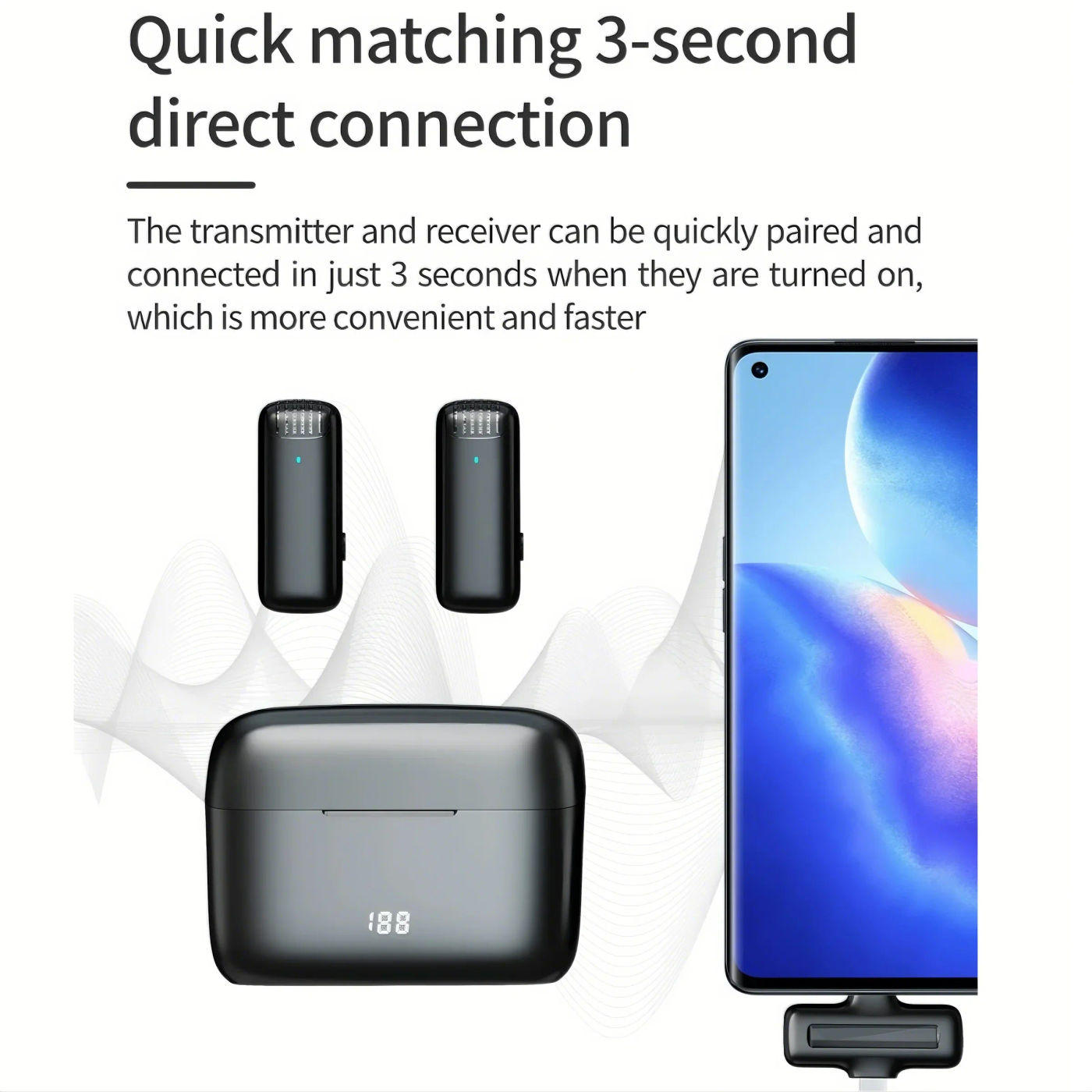Description Picture 6 of itemWireless lavalier microphone/portable charging case microphone/audio and video recording iPhone Android computer live game