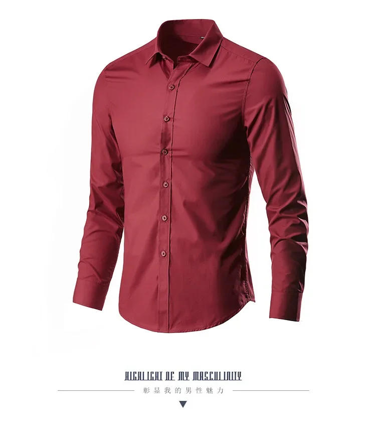 Description Picture 5 of itemMen High-end cotton classic Solid Color Business Shirt Fashion Casual Long Sleeve Shirt Male Brand Slim Clothes Work Full dress