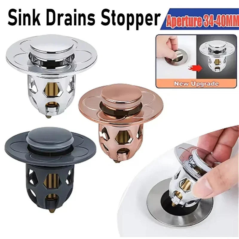 Description Picture 2 of itemCopper Pop-Up Bounce Core Aperture Basin Drain Filter Hair Catcher Sink Strainer Bathtub Stopper Bath Plug Bathroom Tool