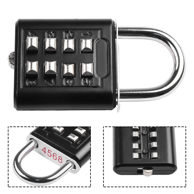 Description Picture 6 of itemPassword Padlock 8-Digit Password Combination Padlock Zinc Alloy Suitcase Smart Hanging Lock Lock Luggage Anti-theft Locks