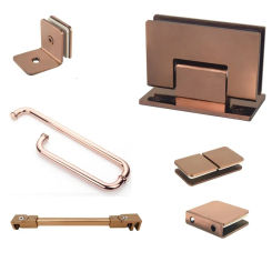 Rose Gold Shower Installation Kits Clamp Bracket Glass Door Handle Hinge Enclosure Panel Support Bar