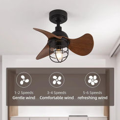 American Retro Fan Light Ceiling Fan Light Industrial and Household Restaurant with Remote Control Light Bulb, Ceiling Fan