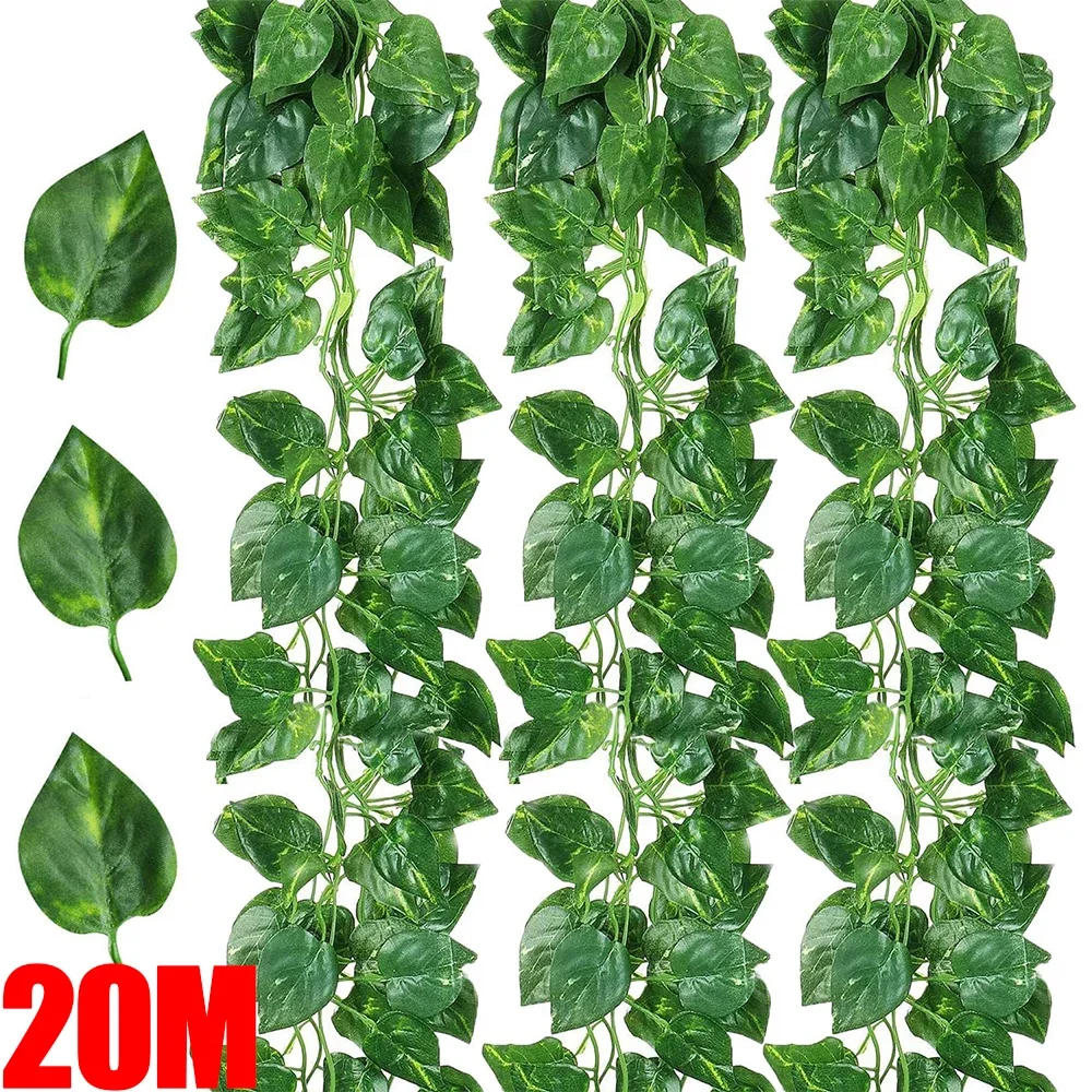 Description Picture 3 of item10/2M Artificial Plant Green Ivy Leaf Garland Hanging Vines Outdoor Greenery Wall Decor DIY Fake Wreath Leaves Home Party Decor