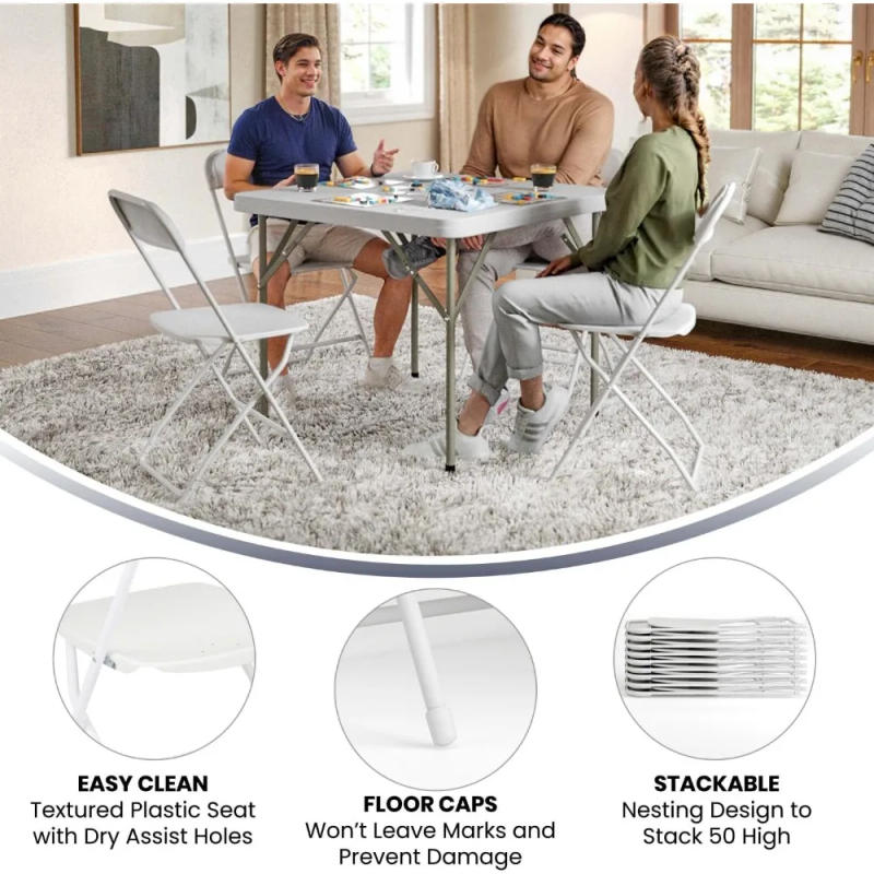 Description Picture 6 of itemHercules Series Plastic Folding Chair - White - 10 Pack 650LB Weight Capacity Comfortable Event Chair-Lightweight Folding Chair