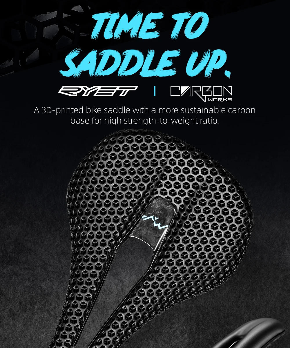 Description Picture 2 of itemRYET Bicycle Saddle Carbon 3D Printed / EVA Paded Saddle Honeycomb Ultralight MTB Road Bike Seat 7x9mm Oval Rail Bike Saddle