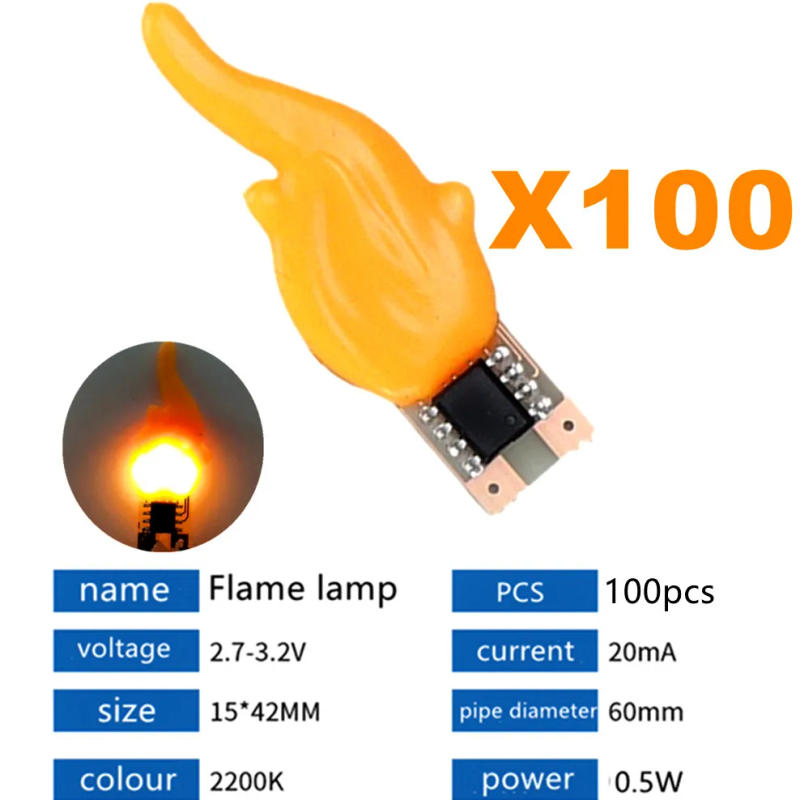 Description Picture 4 of item100 Pcs 3V Candles Flash Edison Flame 2200K LED Filament COB Diode Light Birthday Party Decoration DIY Light Bead Accessories