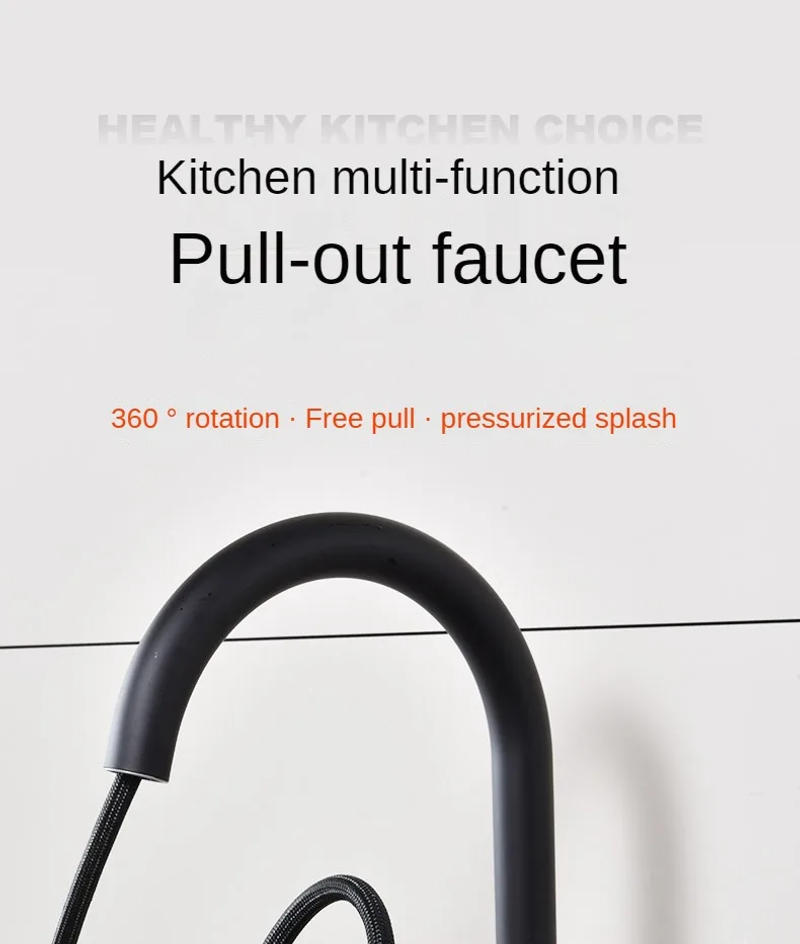 Description Picture 3 of itemKitchen Faucets Stainless Steel Pull Out Kitchen Sink Water Tap Deck Mounted Mixer Stream Sprayer Head Hot Cold Taps