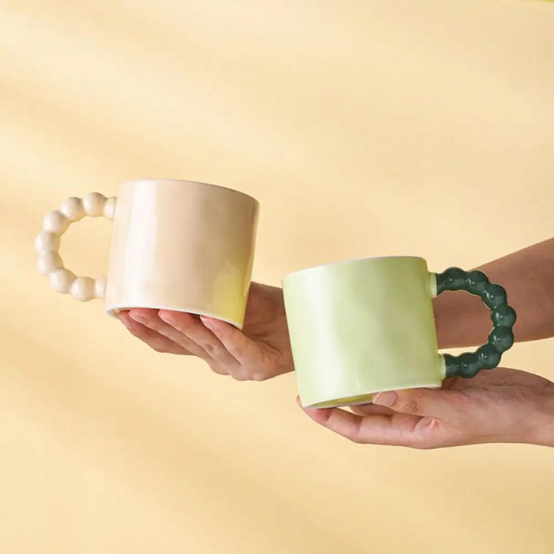 Description Picture 4 of itemMacaron Color-Blocking Ceramic Water Cup High Appearance Level Creative Design Ceramic Cup Practical Use Simple Matte Milk Cup