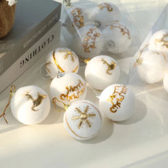 White Christmas Tree Ornaments- 6pcs/6cm Christmas Ball Ornaments for Xmas Holiday Party Indoor Decorations