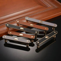 European Style Cabinet Door Leather Handle Black Red Gray Modern Minimalist Drawer Wardrobe Zinc Alloy Handle