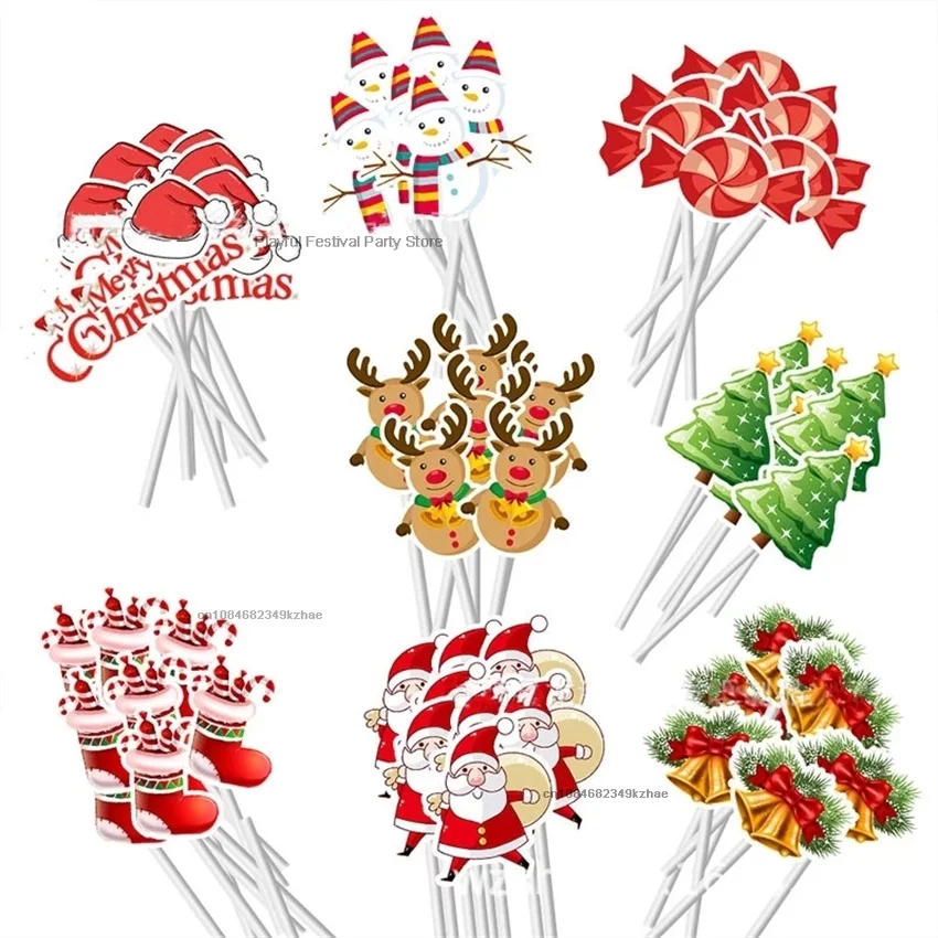 Description Picture 2 of item16/48pcs Santa Christmas Cupcake Wrapper Birthday Party Cake Topper Decorations Santa Xmas Tree Christmas Party Cake Decoration