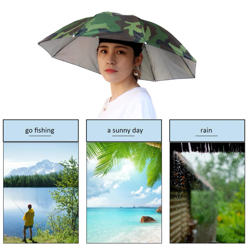 Description Picture 6 of itemFoldable Umbrella Hat Outdoor Fishing Hats Sun Shade Headwear Anti-Rain Head-Mounted Hiking Camping Shade Umbrella Caps