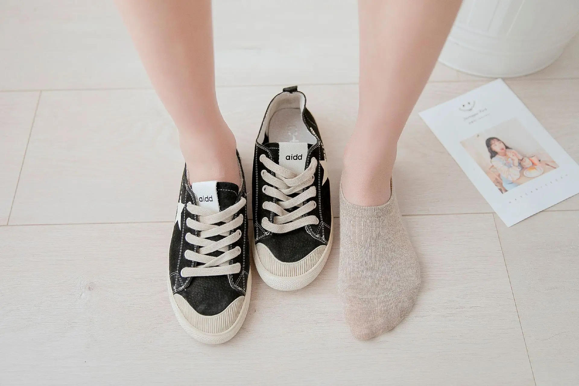 Description Picture 2 of item5pairs Women Invisible Boat Socks Summer Ultra-thin Cotton Sock Breathable Silicone Non-slip Ankle Low Girls Sox Calcetines