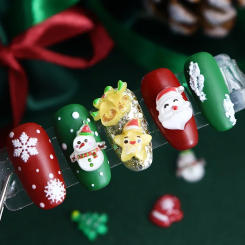 30pcs Christmas Nail Art Charms Santa Claus Snowman Elk Xmas Tree Nails Accessories Cute New Year Nails Jewelry Manicure Design
