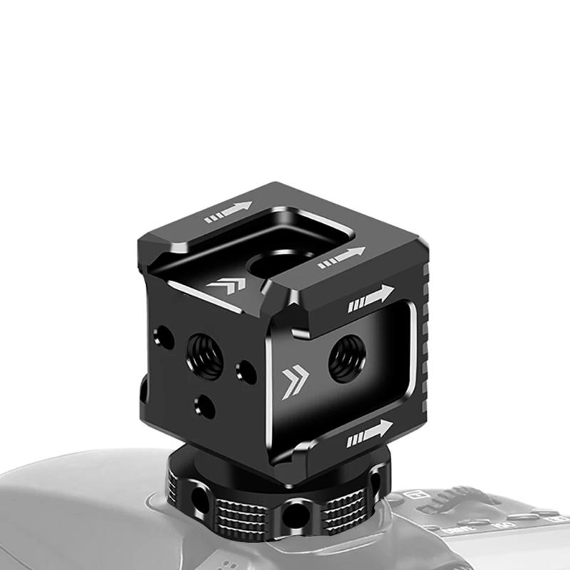 Description Picture 2 of itemTriple Hot Shoe Adapter Cold Shoe Extension Mount Monitor Holder Mic Light Bracket w/ 1/4 Arri Hole for Camera Cage Tripod Mount