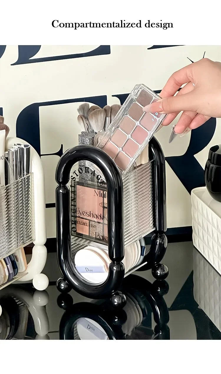 Description Picture 5 of itemMakeup Brush Storage Bucket Display Cosmetic Skincare Transparent Clear Pen Holder Acrylic Table Bathroom Office Desk Stationery