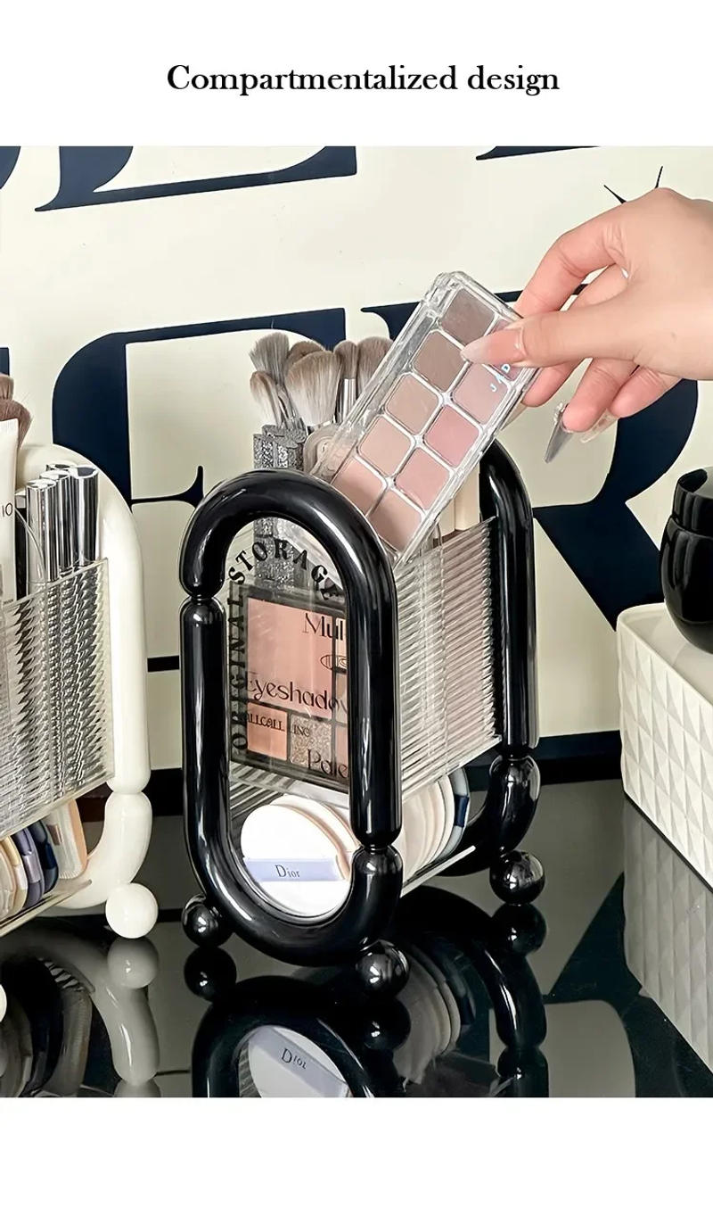 Description Picture 5 of itemMakeup Brush Storage Bucket Display Cosmetic Skincare Transparent Clear Pen Holder Acrylic Table Bathroom Office Desk Stationery