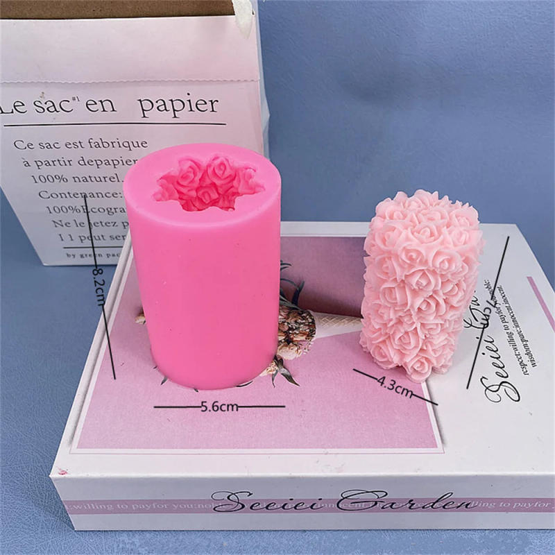 Description Picture 5 of item3D Butterfly Heart Rose Carving Cylinder Silicone Candle Mold Handmade Flower Relief Craft Plaster Resin Mould Soap Making Tools