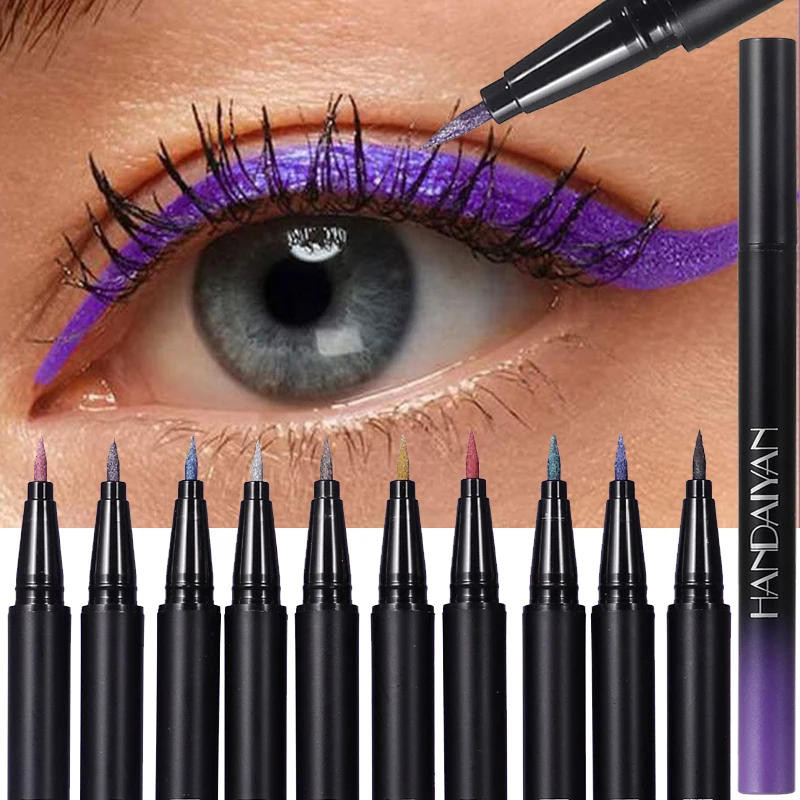 Description Picture 4 of itemGlitter Liquid Eyeliner Pencil Waterproof Purple Pink Blue Eye Liner Pen Long Lasting Quickily Drying Eyes Makeup Cosmetics