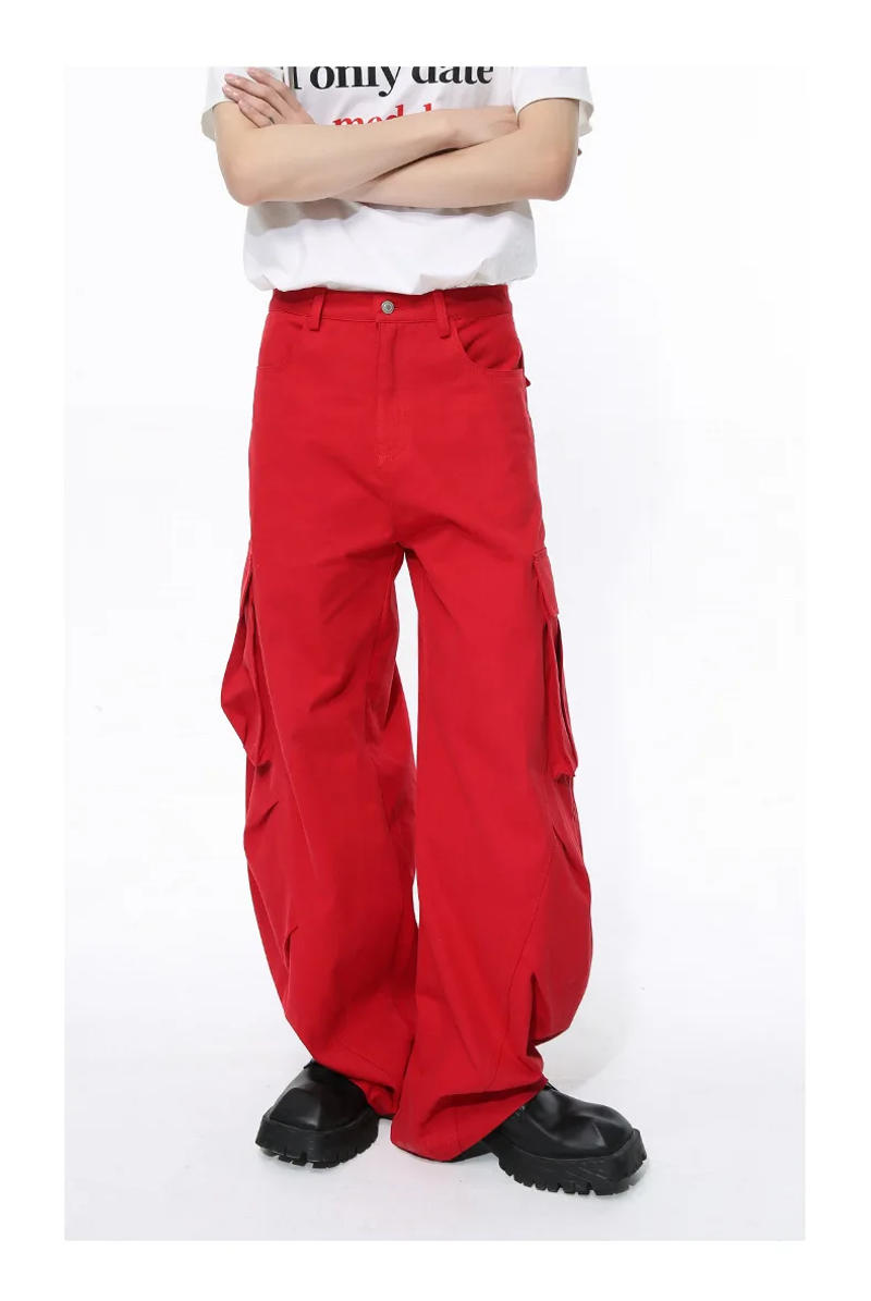 Description Picture 4 of itemIEFB Men's Wear Spring New Overalls High Street Oversize Design Wide Leg Workwear Pants Sold Color Fashion Pocket Trouser 9C5103