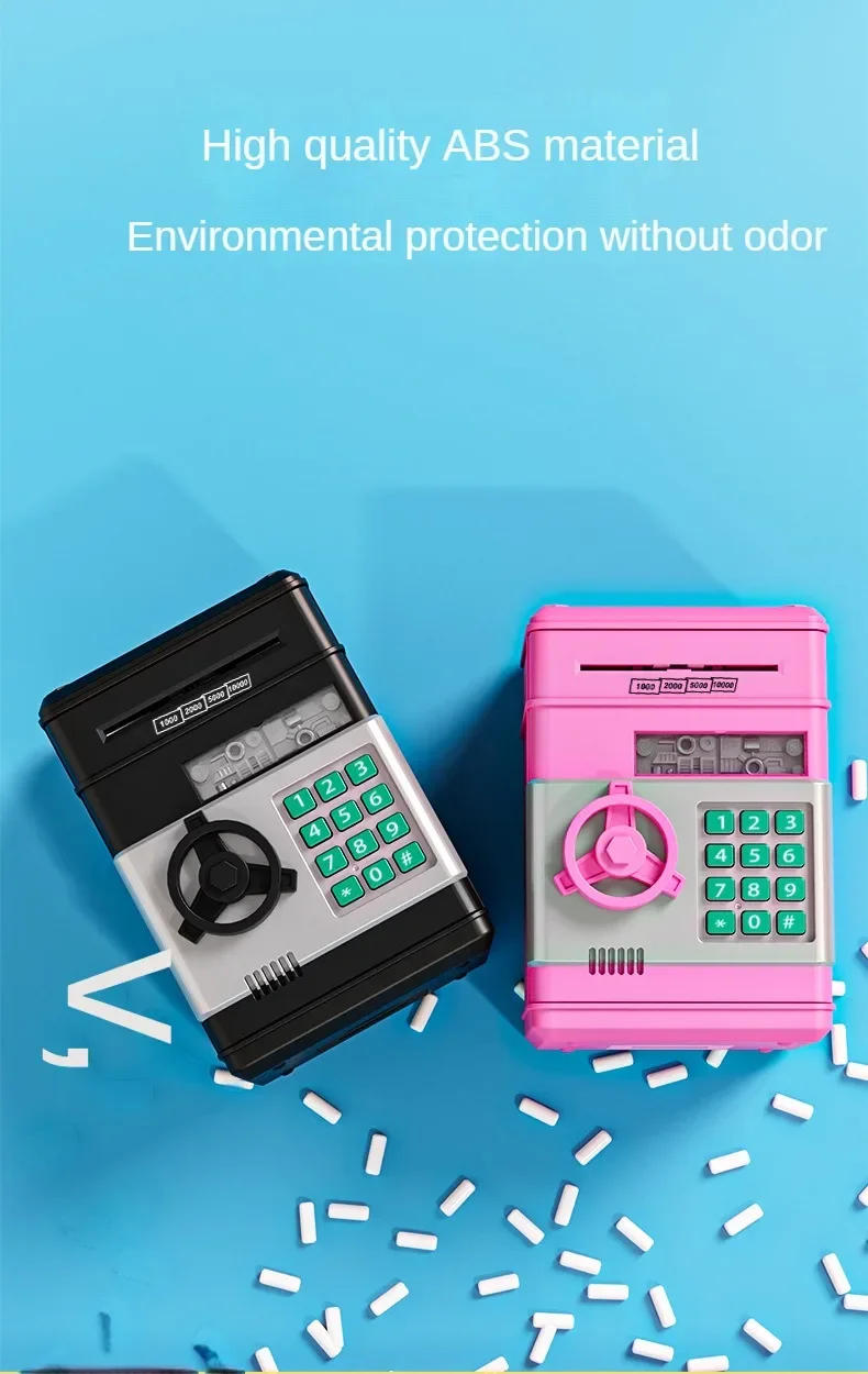 Description Picture 6 of itemElectronic Piggy Bank Automatic Mini Safe Coins Cash Saving Money Box Password Counter Code Key Lock Coin Bank ATM Child Gift