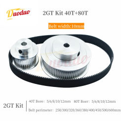 2GT Timing pulley set 2:1 reduction ratio transmission component GT2 Pulley Belt Kit 80T 40Teeth Belt Width 10mm Bore 5~12mm GT2