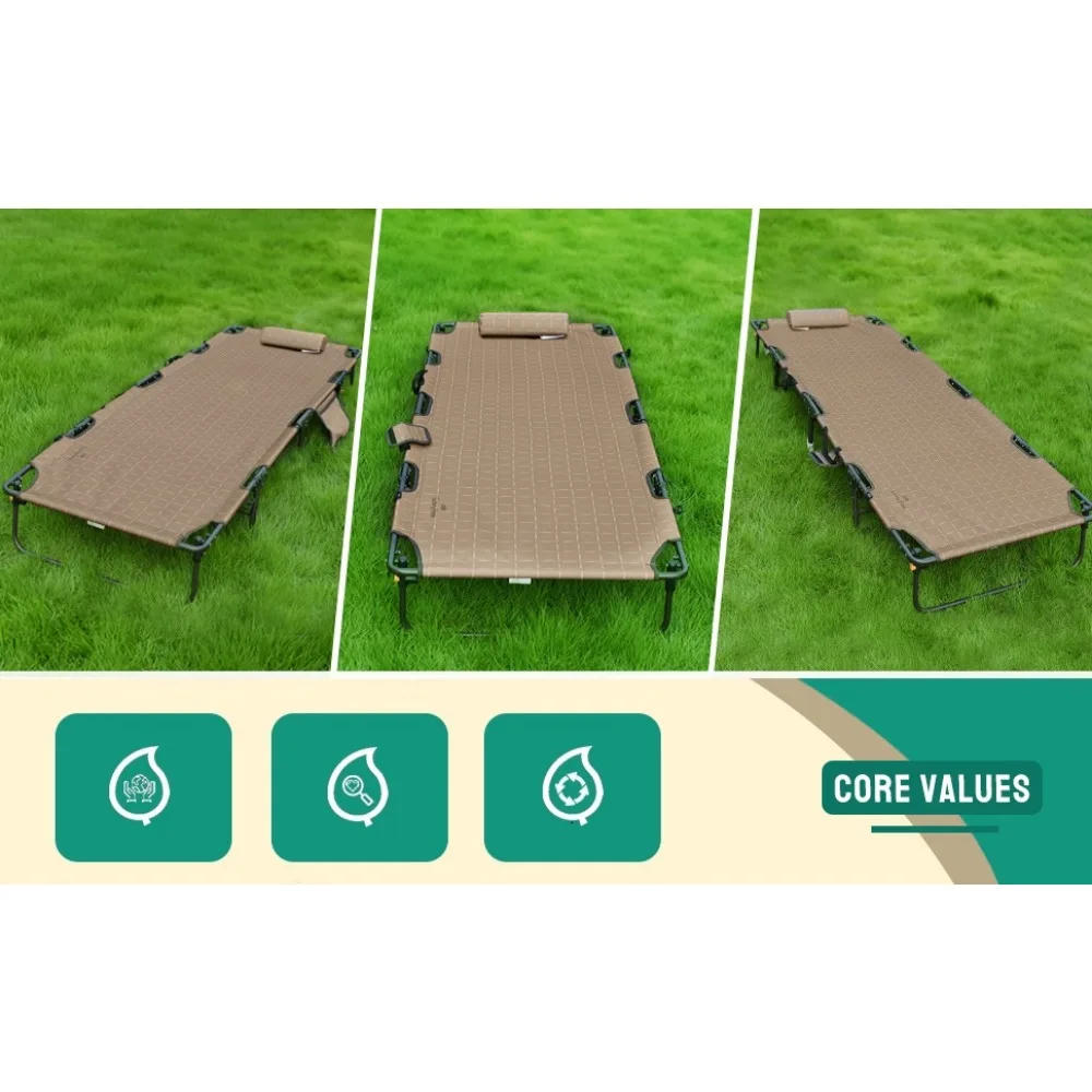 Description Picture 2 of itemSunnyfeel Brown Printed Sturdy and Comfortable Portable Camping Cot with Side Pocket for Outdoor Use Furnishings Camping Cots