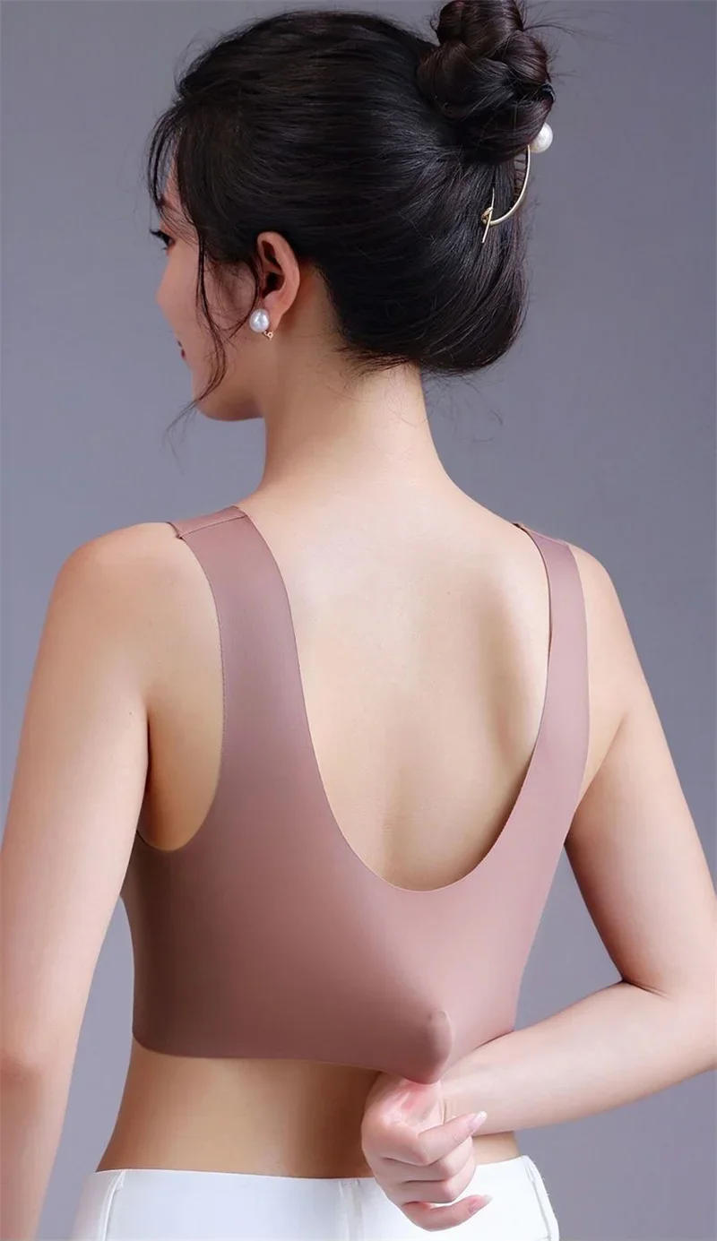 Description Picture 6 of itemL-6L Women Large Bra Push Up Ice Silk Seamless Upper Bralette Lace Wireless Summer Bras Plus Size Top Lingerie Underwear